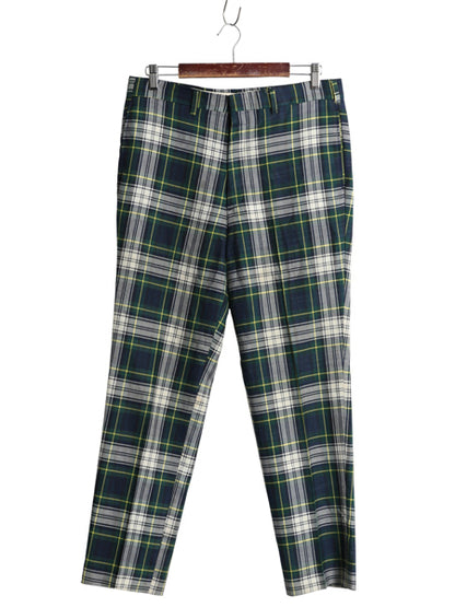 60s 70s USA製 ★ FARAH タータン チェック スラックス パンツ 実寸 33 28 程 古着 ヴィンテージ スリム ノータック ボトムス マルチカラー