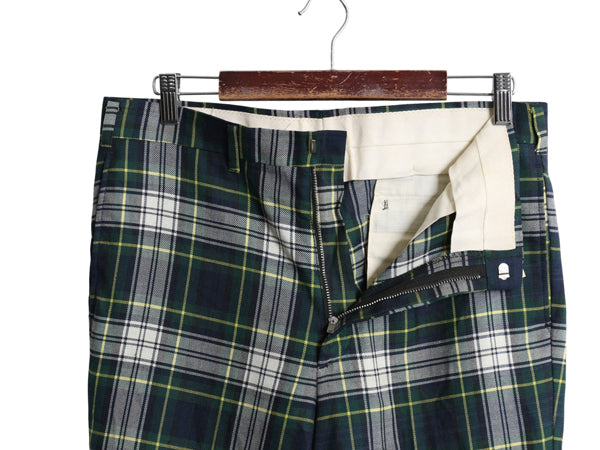 60s 70s USA製 ★ FARAH タータン チェック スラックス パンツ 実寸 33 28 程 古着 ヴィンテージ スリム ノータック ボトムス マルチカラー