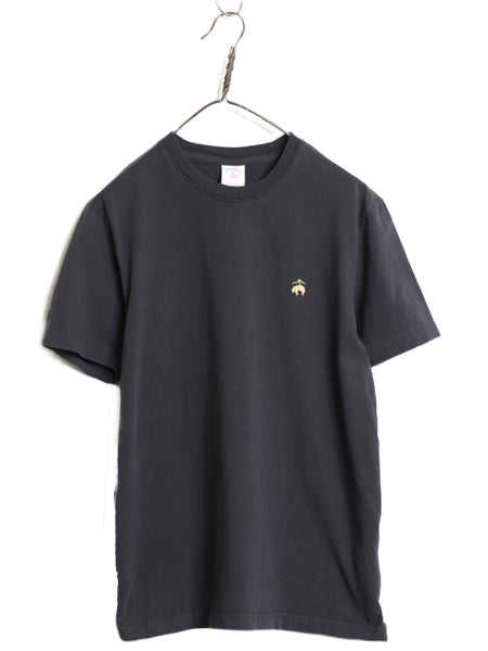 ブルックスブラザーズ 半袖 Tシャツ メンズ M カットソー ワンポイント コットン シンプル クルーネック 無地 ボックス トップス ネイビー