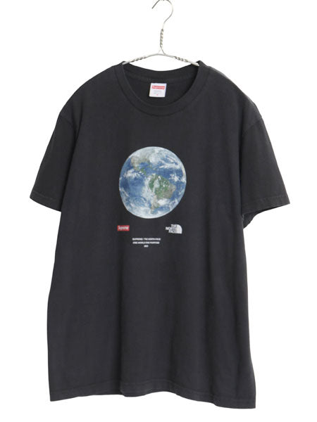 20SS USA製 シュプリーム x ノースフェイス プリント Tシャツ メンズ L / 地球 アート イラスト ヘビーウェイト コットン ボックス ロゴ 黒