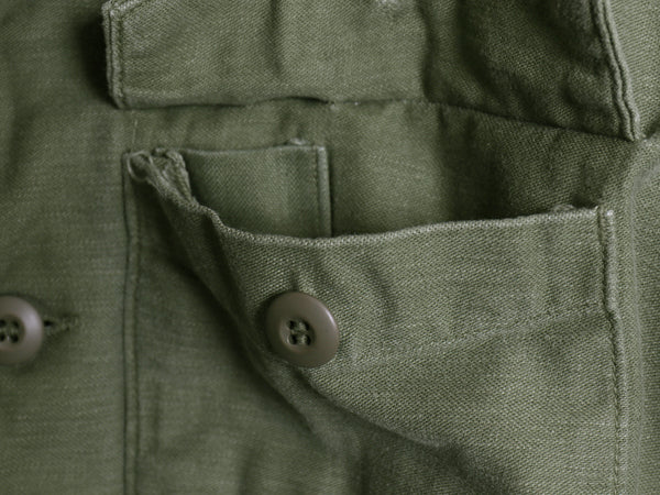 60s 米軍実物 US ARMY コットン サテン ユーティリティ シャツ M / ヴィンテージ 68年製 OG107 シャツ袖 2nd ミリタリー 軍物 ワッペン付き