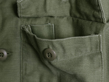 60s 米軍実物 US ARMY コットン サテン ユーティリティ シャツ M / ヴィンテージ 68年製 OG107 シャツ袖 2nd ミリタリー 軍物 ワッペン付き