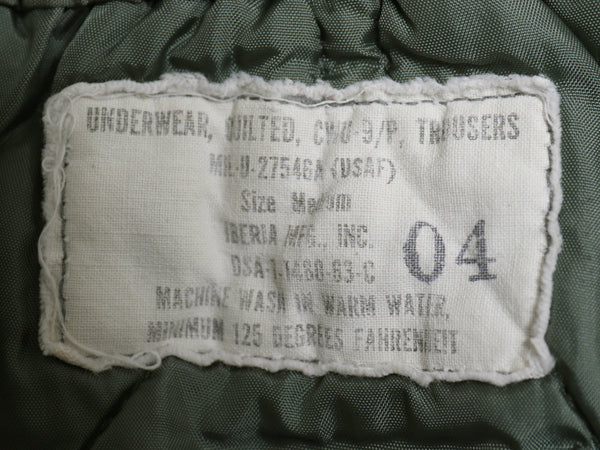 60s 米軍実物 USAF CWU-9/P 中綿 キルティング ライナー パンツ MEDIUM ヴィンテージ 63年製 ミリタリー 軍物 エアフォース セージグリーン