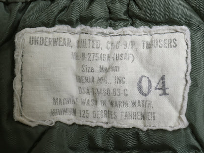 60s 米軍実物 USAF CWU-9/P 中綿 キルティング ライナー パンツ MEDIUM ヴィンテージ 63年製 ミリタリー 軍物 エアフォース セージグリーン