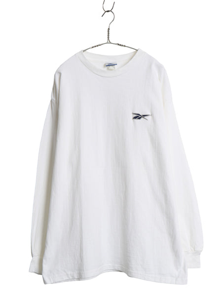 90s USA製 リーボック 長袖 Tシャツ メンズ XL オールド ロンT ヘビーウェイト コットン カットソー ワンポイント ロゴ 刺繍 大きいサイズ