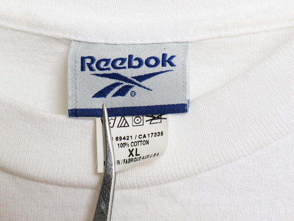 90s USA製 リーボック 長袖 Tシャツ メンズ XL オールド ロンT ヘビーウェイト コットン カットソー ワンポイント ロゴ 刺繍 大きいサイズ