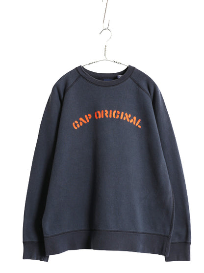  00s オールド ギャップ スウェット レディース XXL メンズ L 程 古着 トレーナー 裏起毛 ショート丈 短丈 大きいサイズ ロゴ刺繍 ネイビー