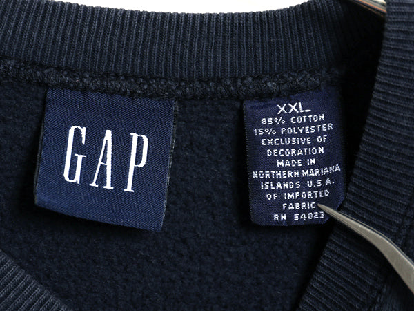  00s オールド ギャップ スウェット レディース XXL メンズ L 程 古着 トレーナー 裏起毛 ショート丈 短丈 大きいサイズ ロゴ刺繍 ネイビー