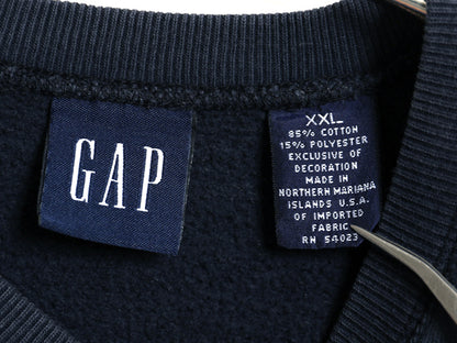  00s オールド ギャップ スウェット レディース XXL メンズ L 程 古着 トレーナー 裏起毛 ショート丈 短丈 大きいサイズ ロゴ刺繍 ネイビー