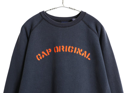  00s オールド ギャップ スウェット レディース XXL メンズ L 程 古着 トレーナー 裏起毛 ショート丈 短丈 大きいサイズ ロゴ刺繍 ネイビー