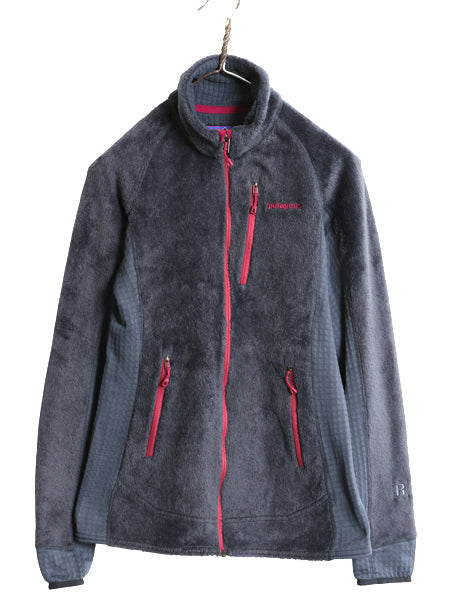 パタゴニア R2 ジャケット レディース M / 17年製 ハイ パイル フリース ストレッチ フルジップ ジャンパー ブルゾン レギュレーター 紺 灰
