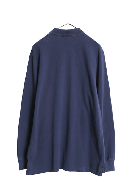 ポロ ラルフローレン 鹿の子 長袖 ポロシャツ メンズ L / CLASSIC FIT ワンポイント ポニー 無地 長袖シャツ カットソー トップス ネイビー