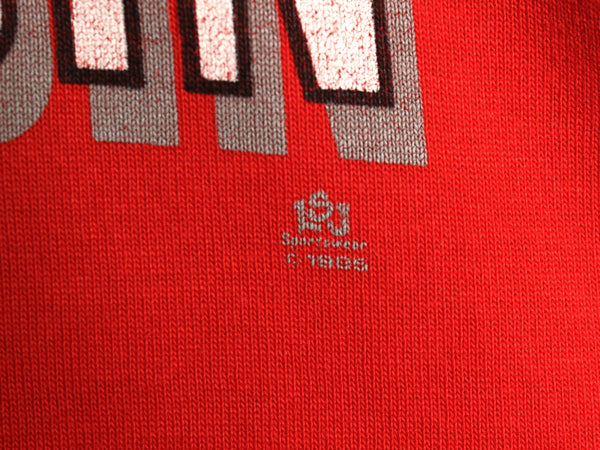 80s USA製 ★ ラッセル カレッジ プリント フットボール Tシャツ メンズ L / ヴィンテージ 七分袖 長袖Tシャツ ロンT シングルステッチ 赤