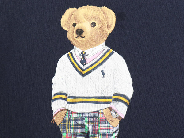 ポロベア ポロ ラルフローレン プリント 半袖 Tシャツ メンズ レディース S / 古着 キャラクター コットン カットソー シングルステッチ 紺