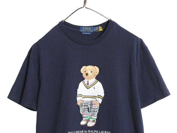 ポロベア ポロ ラルフローレン プリント 半袖 Tシャツ メンズ レディース S / 古着 キャラクター コットン カットソー シングルステッチ 紺