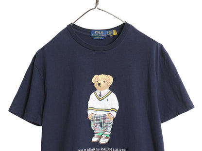 ポロベア ポロ ラルフローレン プリント 半袖 Tシャツ メンズ レディース S / 古着 キャラクター コットン カットソー シングルステッチ 紺