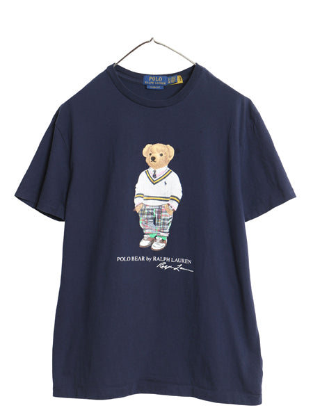 ポロベア ポロ ラルフローレン プリント 半袖 Tシャツ メンズ レディース S / 古着 キャラクター コットン カットソー シングルステッチ 紺
