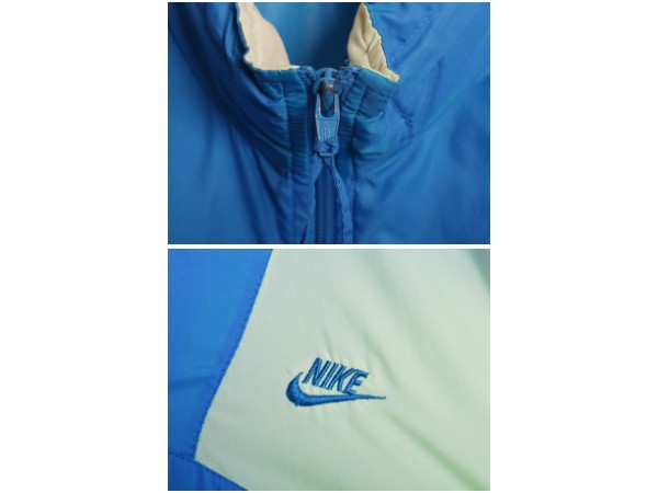 90s ナイキ フルジップ ナイロン トラック ジャケット レディース L メンズ M 銀タグ オールド ウインドブレーカー フルジップ 収納 フード