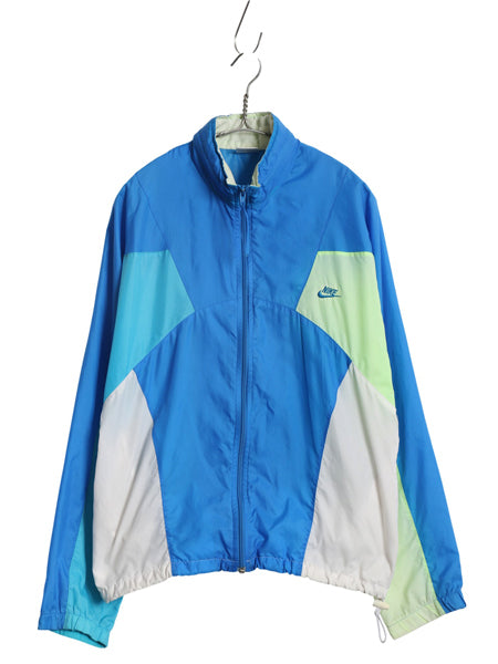 90s ナイキ フルジップ ナイロン トラック ジャケット レディース L メンズ M 銀タグ オールド ウインドブレーカー フルジップ 収納 フード