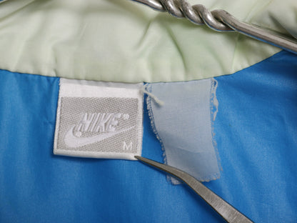 90s ナイキ フルジップ ナイロン トラック ジャケット レディース L メンズ M 銀タグ オールド ウインドブレーカー フルジップ 収納 フード