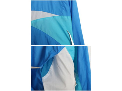 90s ナイキ フルジップ ナイロン トラック ジャケット レディース L メンズ M 銀タグ オールド ウインドブレーカー フルジップ 収納 フード