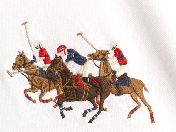 トリプルポニー ポロ ラルフローレン 鹿の子 半袖 ポロシャツ メンズ XL / ナンバリング 刺繍 コットン カットソー ホワイト 大きいサイズ