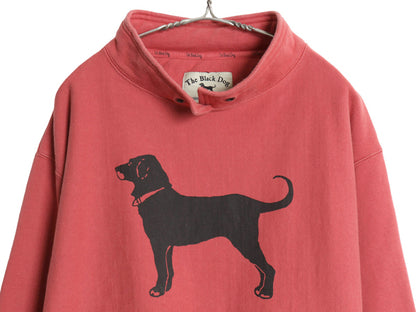 00s The Black Dog ドッグ プリント ハイネック スウェット メンズ レディース S オールド 裏起毛 厚手 トレーナー ヘビーウェイト レッド