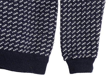 80s ノルウェー製 ★ エルエルビーン バーズアイ ニット セーター メンズ M / 古着 ヴィンテージ ウール ノルディック 総柄 ツートン 紺 白