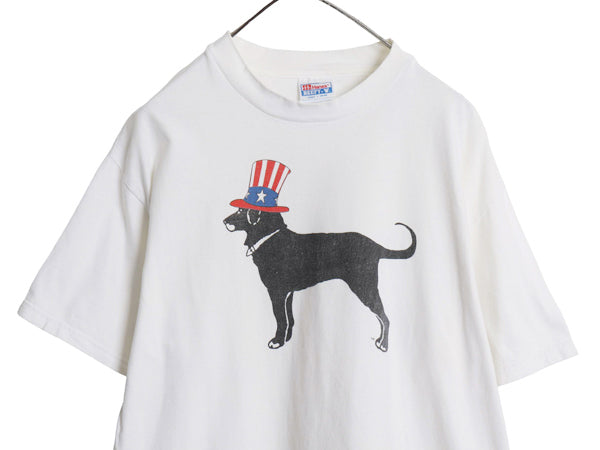 90s The Black Dog ドッグ イラスト プリント Tシャツ メンズ レディース L / オールド アニマル アート グラフィック キャラクター イヌ