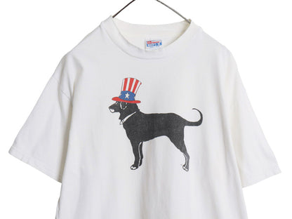 90s The Black Dog ドッグ イラスト プリント Tシャツ メンズ レディース L / オールド アニマル アート グラフィック キャラクター イヌ