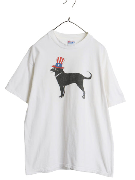 90s The Black Dog ドッグ イラスト プリント Tシャツ メンズ レディース L / オールド アニマル アート グラフィック キャラクター イヌ