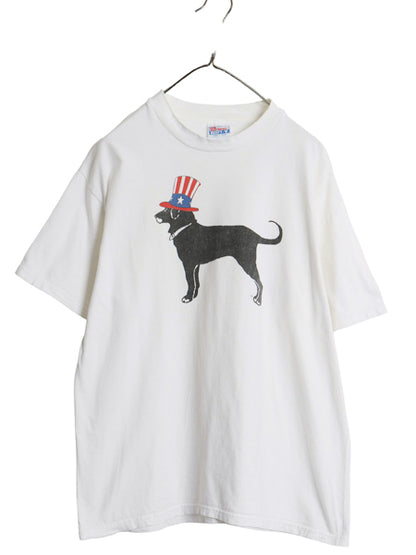 90s The Black Dog ドッグ イラスト プリント Tシャツ メンズ レディース L / オールド アニマル アート グラフィック キャラクター イヌ