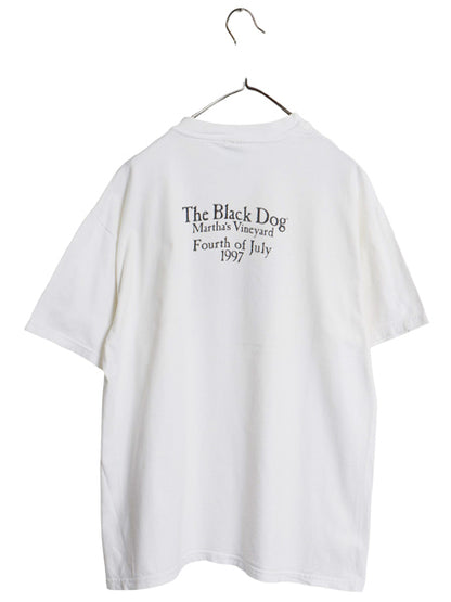 90s The Black Dog ドッグ イラスト プリント Tシャツ メンズ レディース L / オールド アニマル アート グラフィック キャラクター イヌ