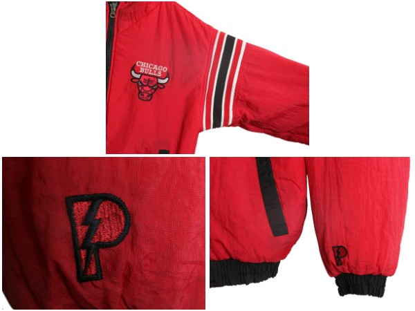 90s ブルズ リバーシブル 中綿 ナイロン パーカー ジャケット キッズ L メンズ XS 程/ NBA オフィシャル プロプレイヤー スタジャン 子供服