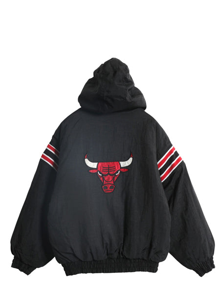 90s ブルズ リバーシブル 中綿 ナイロン パーカー ジャケット キッズ L メンズ XS 程/ NBA オフィシャル プロプレイヤー スタジャン 子供服