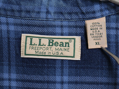 80s USA製 エルエルビーン チェック 長袖 ボタンダウン シャツ メンズ XL / 古着 ヴィンテージ コットン ツイル ポケット付き 大きいサイズ