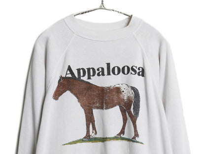 80s USA制 馬 アート イラスト プリント スウェット メンズ レディース XL 小さめ ヴィンテージ 裏起毛 トレーナー グラフィック アニマル