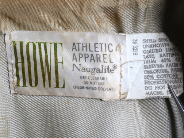 60s 70s ★ HOWE 袖 レザー ウール スタジャン メンズ L / 古着 ヴィンテージ 襟付き サガラ ワッペン アワード ジャケット ブルゾン 黒