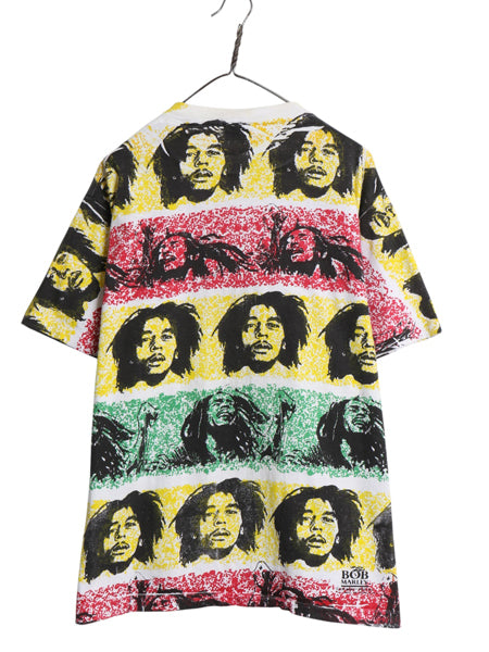 90s USA製 ★ ボブ マーリー オールオーバー プリント Tシャツ メンズ L / 古着 オールド レゲエ ジャマイカ ラスタ バンド グラフィック