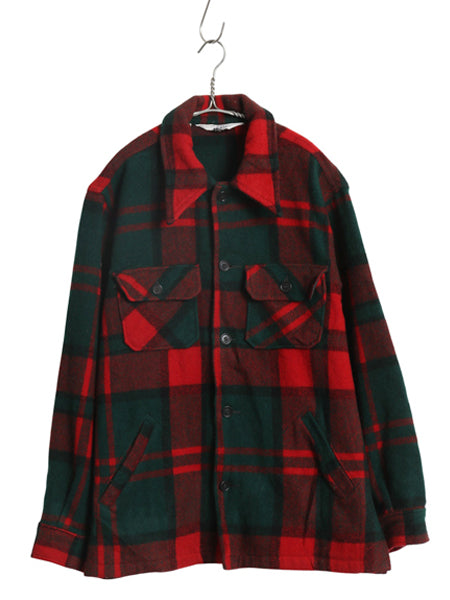 70s ウールリッチ チェック CPO ウール シャツ ジャケット メンズ L 小さめ / ヴィンテージ 4ポケット ブルゾン ボックス ヘビーウェイト