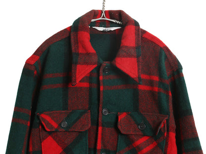 70s ウールリッチ チェック CPO ウール シャツ ジャケット メンズ L 小さめ / ヴィンテージ 4ポケット ブルゾン ボックス ヘビーウェイト