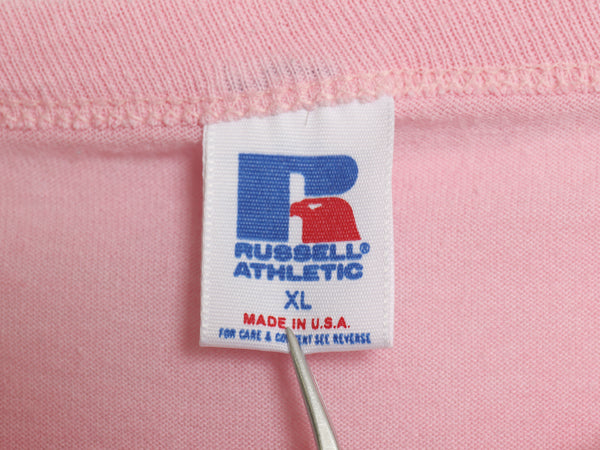 80s USA製 ラッセル 無地 半袖 Tシャツ メンズ XL 古着 ヴィンテージ ブランク トップス カットソー シングルステッチ 大きいサイズ ピンク