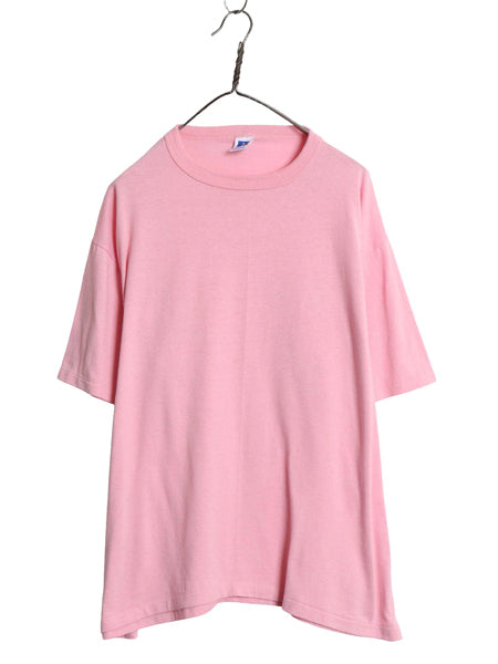 80s USA製 ラッセル 無地 半袖 Tシャツ メンズ XL 古着 ヴィンテージ ブランク トップス カットソー シングルステッチ 大きいサイズ ピンク
