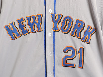 メッツ ベースボール シャツ メンズ XXL 程/ MLB オフィシャル マジェスティック 大リーグ ユニフォーム ジャージ 大きいサイズ 半袖シャツ