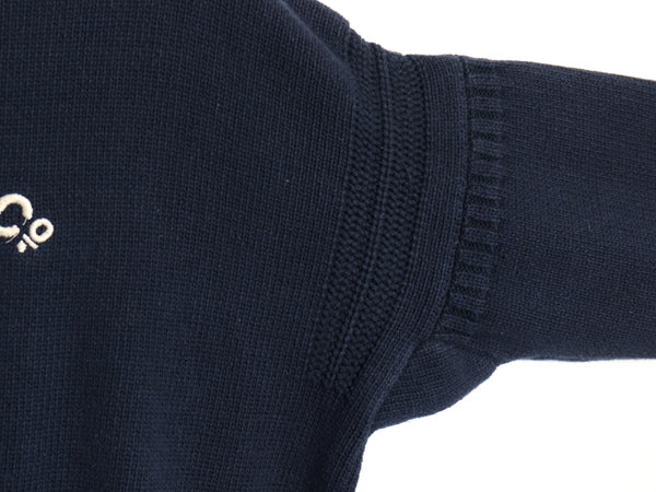 ポロ ラルフローレン コットン ニット セーター メンズ XL 古着 ガンジー タイプ フラッグ ヨット ボックス モックネック 大きいサイズ 紺
