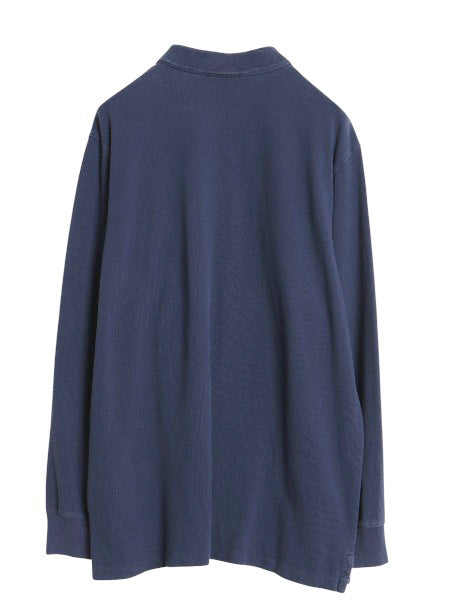 ポロ ラルフローレン 鹿の子 長袖 ポロシャツ メンズ XL / 長袖シャツ コットン カットソー ワンポイント シンプル 大きいサイズ ネイビー