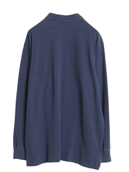 ポロ ラルフローレン 鹿の子 長袖 ポロシャツ メンズ XL / 長袖シャツ コットン カットソー ワンポイント シンプル 大きいサイズ ネイビー