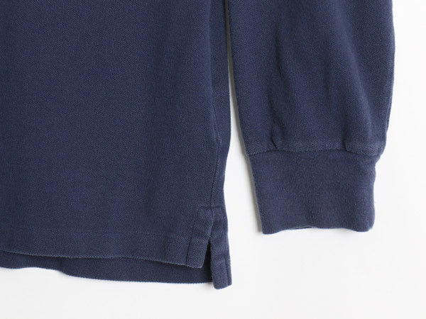 ポロ ラルフローレン 鹿の子 長袖 ポロシャツ メンズ XL / 長袖シャツ コットン カットソー ワンポイント シンプル 大きいサイズ ネイビー