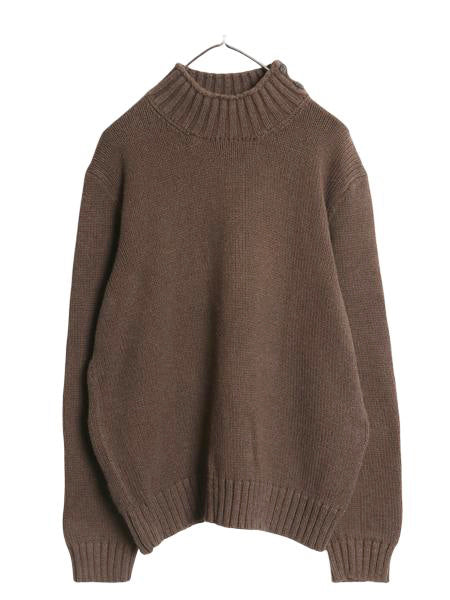 00s ポロ ラルフローレン ハイネック コットン ニット セーター メンズ L / オールド リブ編み 無地 プルオーバー 大きいサイズ ポニーなし