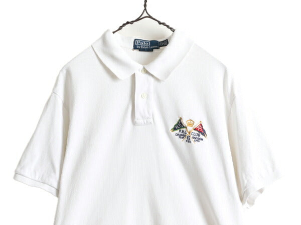 大きいサイズ XXL ■ ポロ ラルフローレン 鹿の子 半袖 ポロシャツ メンズ 2XL / POLO 半袖シャツ カスタムフィット コットン 白 フラッグ